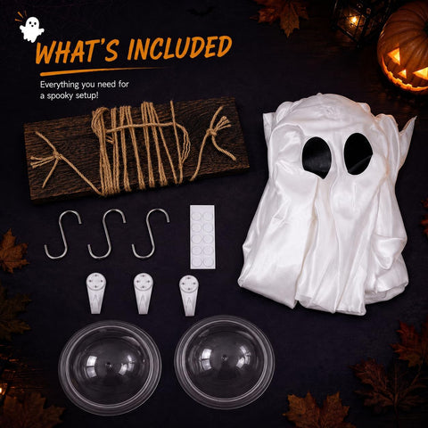 Halloween Light Up Swinging Ghost Hanging Decoration – Large Cloth Specter with Warm White LED Light for Outdoor Trees, Gardens, Porches & Halloween Parties