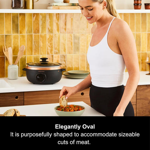 Morphy Richards 3.5L Sear and Stew Slow Cooker – Matte Black & Rose Gold