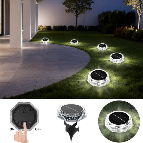 Hqynss Solar Lights Outdoor Garden, 6 Pack Solar Ground Disk Light