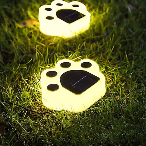 4Pcs Solar Pathway Lighting Outdoor, Bear's paw Shape Solar Stairs Lights Landscape Path Lights, Solar Step Lights for Patio Garden Driveway Villas Back Yard Stair (White Light)