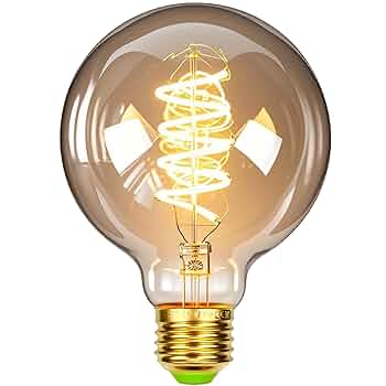 Vintage-style light bulb with spiral design on a white background
