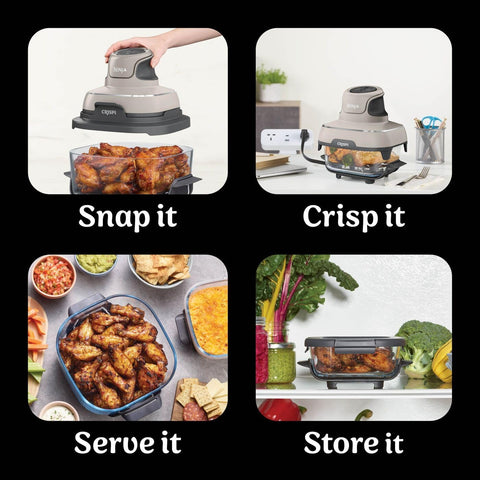 CRISPi 3.8L Portable Air Fryer 4-in-1 | Air Fry, Roast, Keep Warm & Recrisp | Compact Space-Saving Design | 1700W | Stone