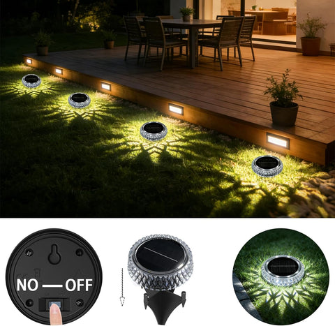Solar Lights Outdoor Garden, 6 Pack Solar Ground Lights, IP65 Waterproof, LED Solar Landscape Decorative Lighting for Lawn, Yard,Stairs, Patio, Pathway (White)