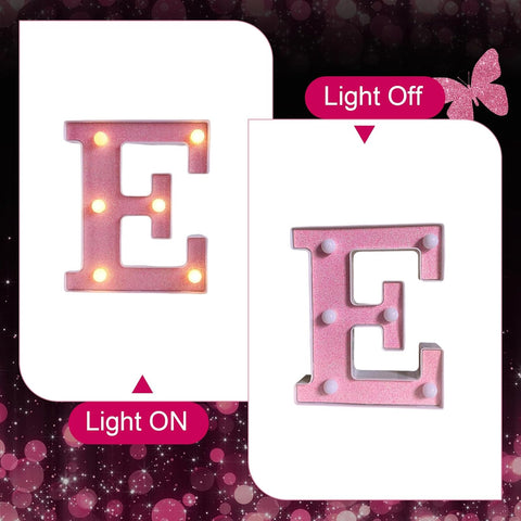 Light Up Letter E LED Pink Night Light