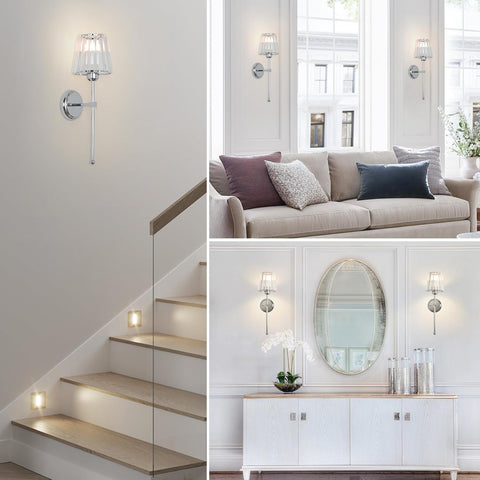 Battery Operated Crystal Wall Lights Set of 2 with Remote USB Rechargeable