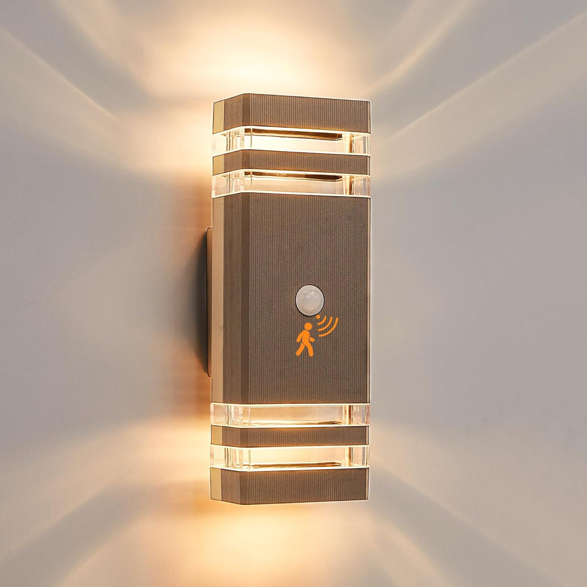 Outdoor up down wall light with motion sensor

