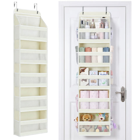 Yecaye 5-Tier Over Door Storage Organiser, Grey – Hanging Shelves with Mesh Windows for Space-Saving Home Organisation