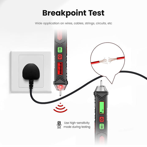 KAIWEETS HT100 Voltage Tester, Dual-Range 12V-1000V/48V 1000V Non-Contact Electrical Tester, Voltage Sensitivity Electric Compact Pen with NCV, LED Flashlight, Buzzer Alarm, Wire Breakpoint Finder