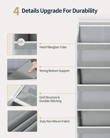 Yecaye 5-Tier Over Door Storage Organiser, Grey – Hanging Shelves with Mesh Windows for Space-Saving Home Organisation