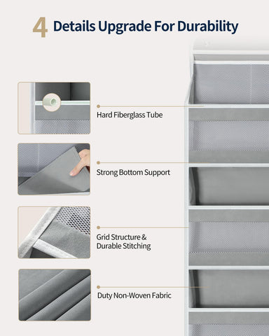 Yecaye 5-Tier Over Door Storage Organiser, Grey – Hanging Shelves with Mesh Windows for Space-Saving Home Organisation