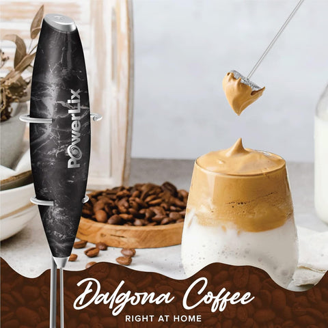 Handheld Milk Frother Whisk - Electric Coffee Foamer with Stand 19000rpm