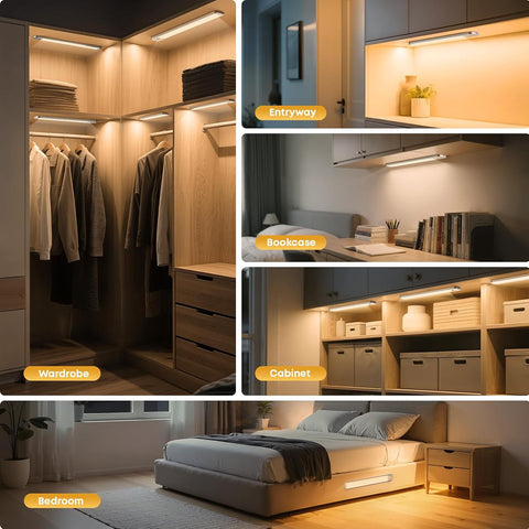 Under Cabinet Kitchen Lights – Rechargeable Motion Sensor LED Lights, Dimmable 4000K Neutral White Wardrobe & Cupboard Lighting - Light Up the Dark Spots You Reach for Every Day