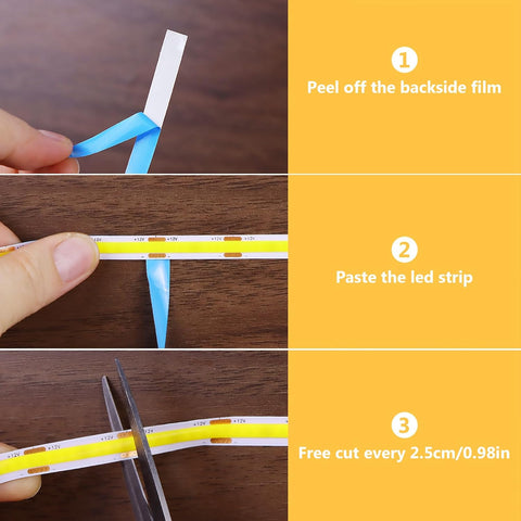 12V COB LED Strip Lights Kit with Touch & Hand Sweep Dimmer Switch