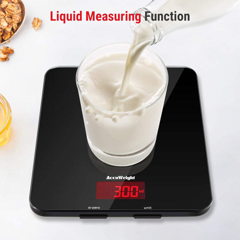Digital Kitchen Scale 5kg/11lb – Tempered Glass Platform, Backlit LCD, Multifunction Food Weighing with Batteries