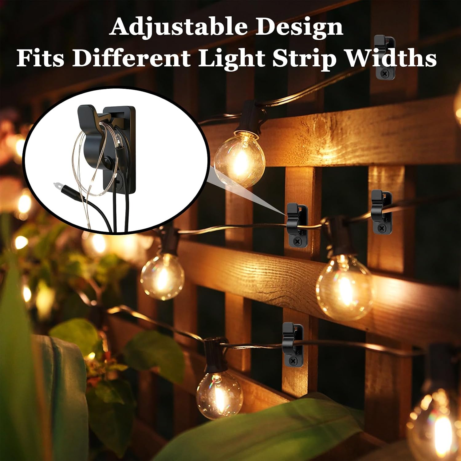 60 Pack Outdoor String Light Clips Screw-in Hooks – Garden Hooks for Fairy Lights, Garden Lighting & Decorative Cables – Keep Every Light Neat, Secure and Exactly Where You Want It