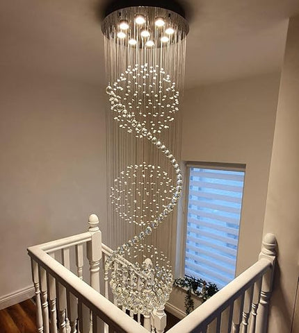 Luxurious Crystal Ball Chandelier - 138 Genuine Crystal Droplets Rainfall Design