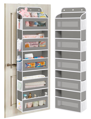 KYEVIS Over The Door Storage Organiser, 5 Shelves with 10 Mesh Pockets, Dark Grey – Keep Baby Essentials Neatly Within Reach
