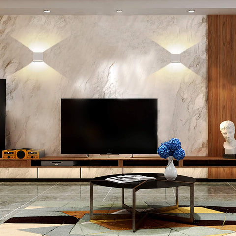 Modern LED Up Down Wall Light 6W Warm White 2 Pack