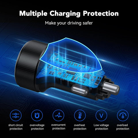 AGEK 78W 4-Port USB C Car Charger with Voltmeter