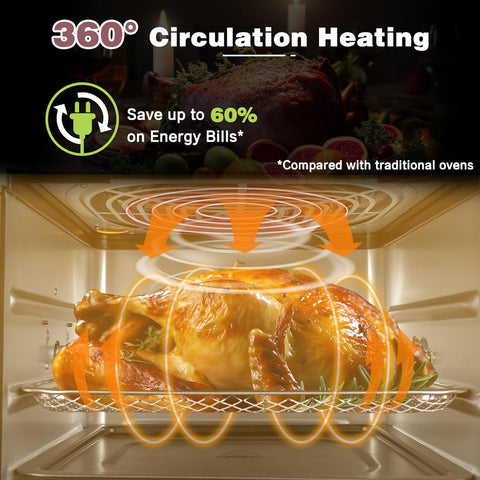 12L Air Fryer Oven with Rotisserie – 12 Presets, 1800W, 90-Min Timer, Oil-Free Cooking, 6 Accessories, Pink