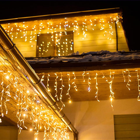 660 LED 20m Icicle Christmas Lights Warm White – Outdoor Festive Lighting for Rooflines, Gutters & Gardens - Bring a Cosy Winter Glow to Your Home
