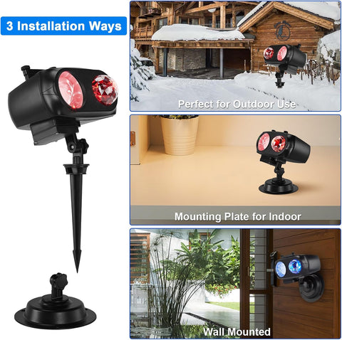 HAKUTA Halloween & Christmas Projector Lights – 2-in-1 RGBW LED Ocean Wave & HD Pattern Projector with 10 Slides, Remote Control, Timer & IP44 Outdoor Lighting