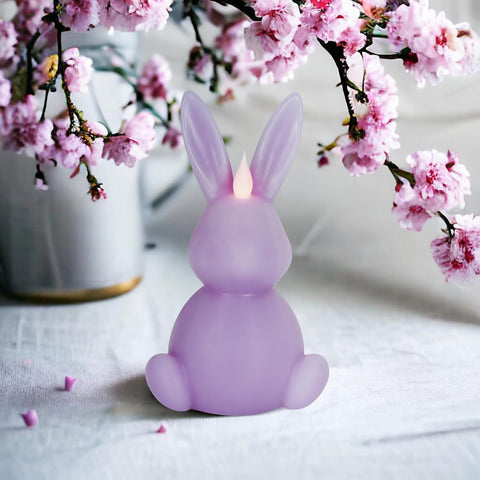 Easter Bunny Flameless LED Candles Set of 3, Real Wax Carved Scented Bunny Shape Decorative Candles for Home Table Centerpiece
