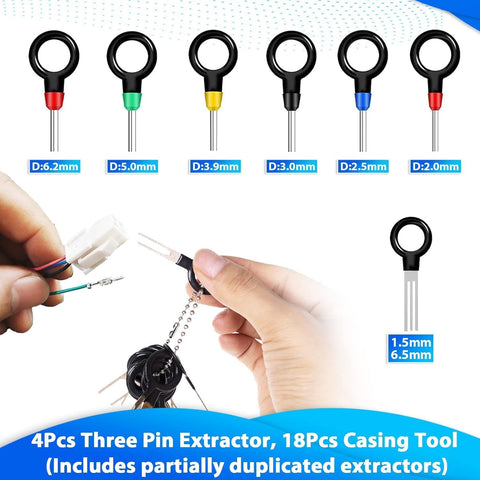 Kikerike 139 Pcs Terminal Removal Tool Kit Depinning Tool Set Electrical Connector Pin Extractor Automotive Wire Release Tool With Protective Bag