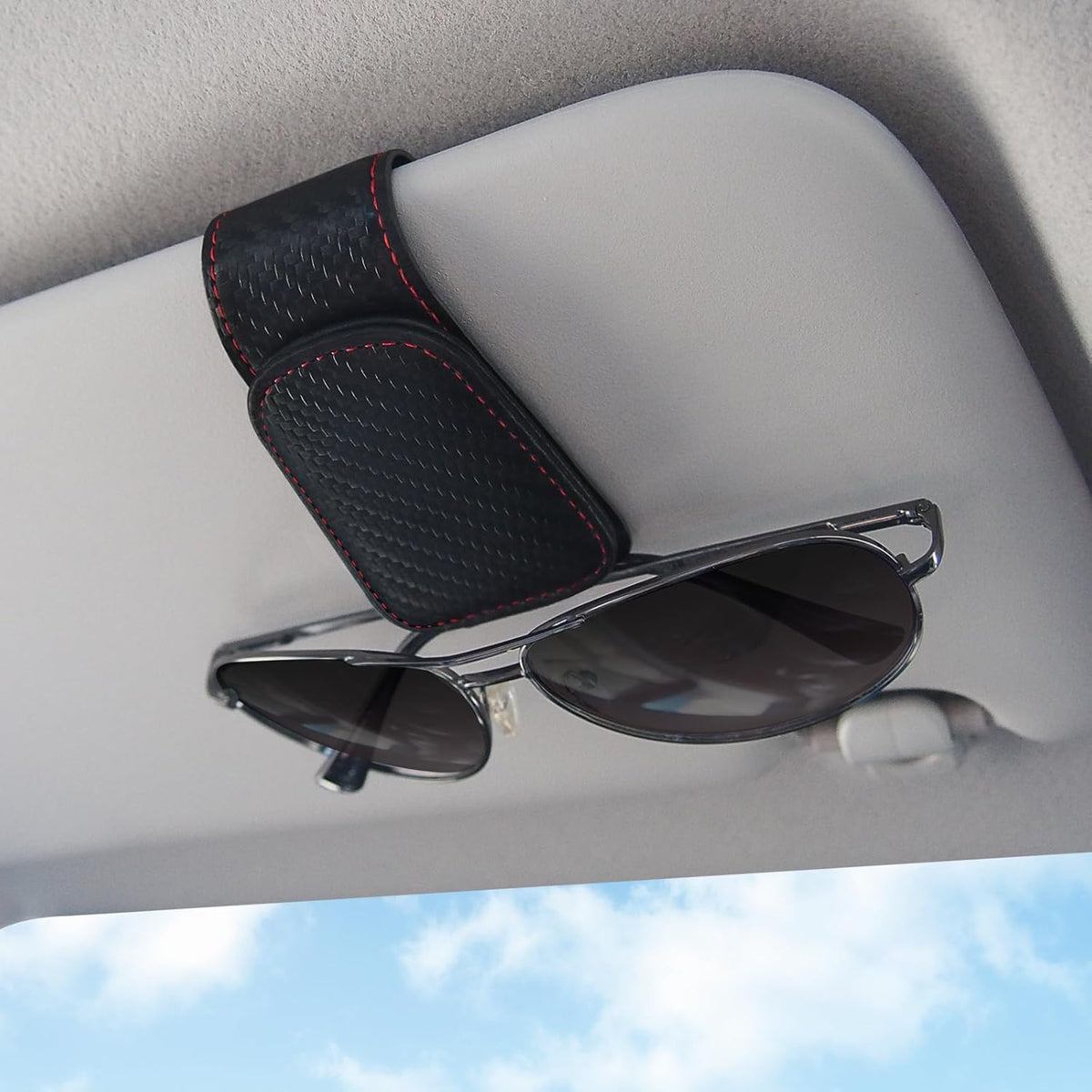 Magnetic Leather Car Visor Sunglasses Holder – Universal Fit