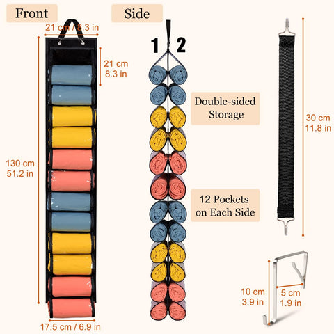 Lirex 24-Pocket Hanging Leggings Organiser – Black Oxford Cloth Closet Storage for Jeans, Shirts and Accessories