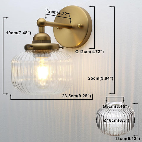 Industrial Ribbed Glass Wall Light E27 Antique