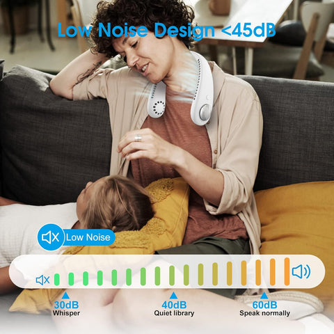 Neck Fan Bladeless 360° Rechargeable White