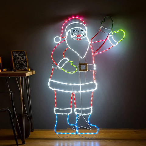 ZHOUDUIDUI 5FT Santa Claus Neon Light – 273 LED Colorful Christmas Decoration
