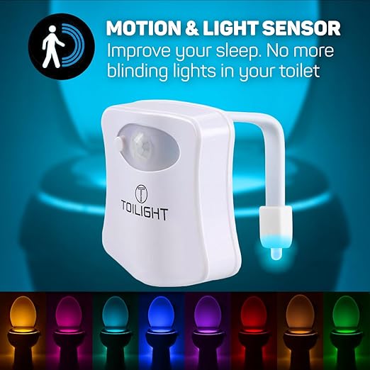 Toilet Bowl Night Light. Motion Sensor Fun & Cool Bathroom Accessory. Home Gadget for Men, Women. Gifts for Men Dads Fathers Day Christmas.