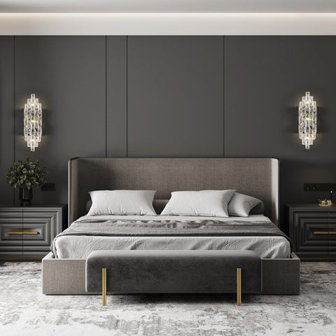 Modern Crystal Wall Light Sconce Chrome 3 Light G9