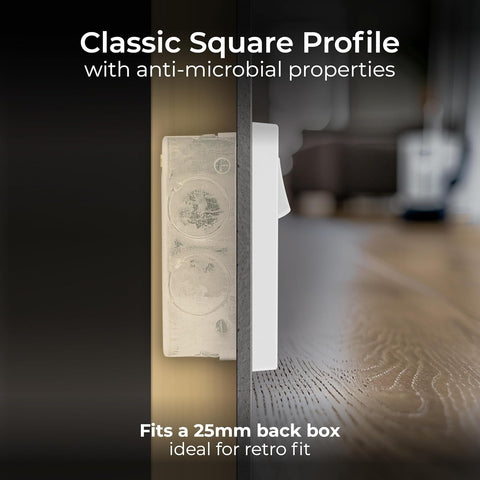 BG Electrical Double Switched Power Plug Wall Socket, Double Pole, Nexus 900 Series, White Moulded, Square Edge, 13A, 922DP