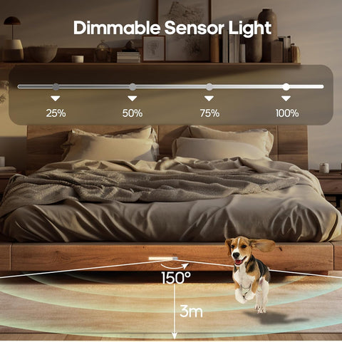 GOODEA Small Wardrobe Lights Motion Sensor with Charging Station 18cm, 6pcs – Rechargeable LED Cabinet & Under Cupboard Lights, 3000K Warm White - Let Dark Corners Switch On When You Need Them