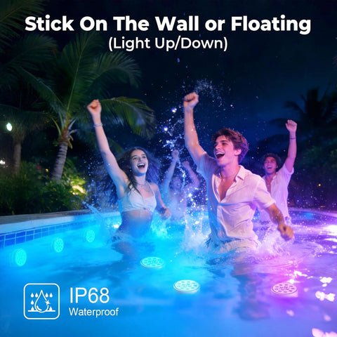4 Pack Rechargeable Submersible Lights – RGB Waterproof LED Pool Lights with Remote Control, 16 Colours & Timer for Swimming Pools, Hot Tubs, Baths & Decorative Lighting