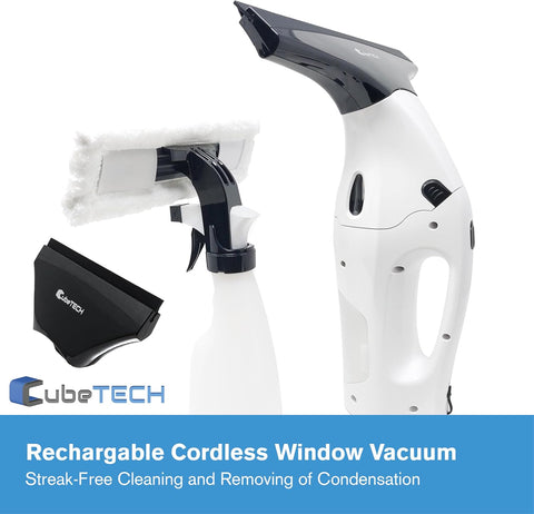 Cordless Window Vacuum Cleaner – CubeTECH Silver & White, Handheld