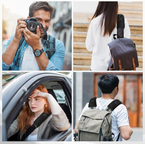 4PCS Soft Faux Fur Car Seat Belt Pads Cover Black