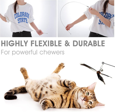 Feather Propeller Cat Wand Toy with Refill Attachment