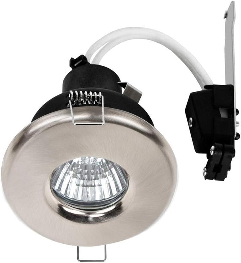 | Shower/Soffit Gloss White Recessed Ceiling Downlights | Bath Recessed Lighting, Home Décor & Improvement Essential | Includes Bulb [6500K Warm White] | Mains Wired