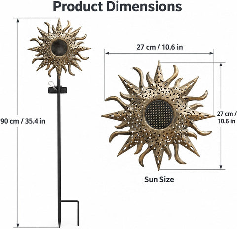Solar Lights Outdoor Garden,Dynamic Facial Expressions Light Waterproof Sun Shape Garden Ornaments Outdoor for Patio, Yard, Pathway, Birthday Gifts for Women, Mum