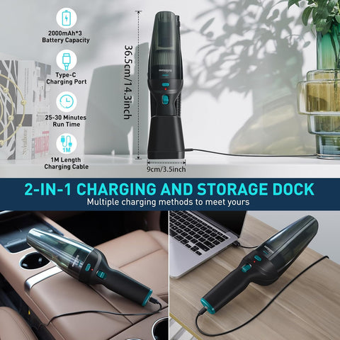 Cordless Handheld Vacuum Cleaner 9500PA – Lightweight & Rechargeable