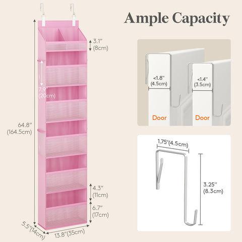 Lifewit 4-Tier Over Door Diaper Organiser, Beige – Space-Saving Hanging Nursery Storage with Mesh Windows