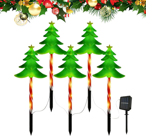 Solar Christmas Decorations Outdoor 5 Piece Ambient Lighting Stakes