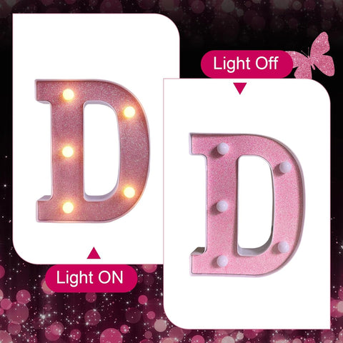 Light Up Letter D LED Pink Night Light