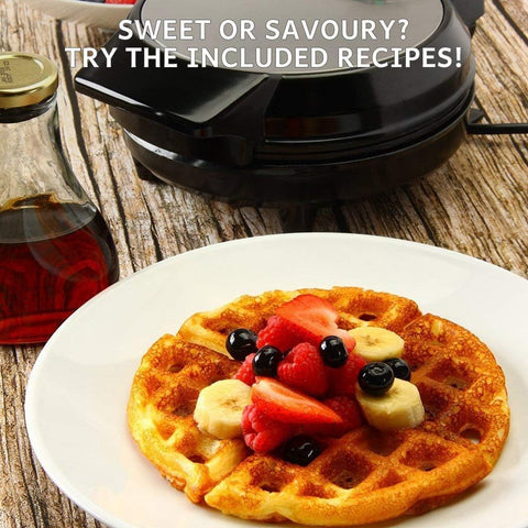 Full Size American Waffle Maker 700W – Electric Non-Stick Iron with Deep Plates & Adjustable Temperature – Black