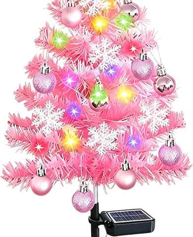Illuminated Pine Stake, Solar Powered Holiday Tree, Light with Dusk to Dawn