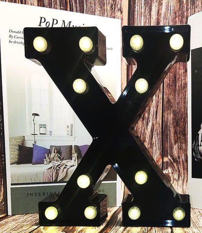 Black Alphabet Marquee Letters LED 26 Alphabet Light Up Letters with Diamond Bulb Battery Powered for Wedding, Birthday, Christmas, Home, Bar Decoration, Party Night Light